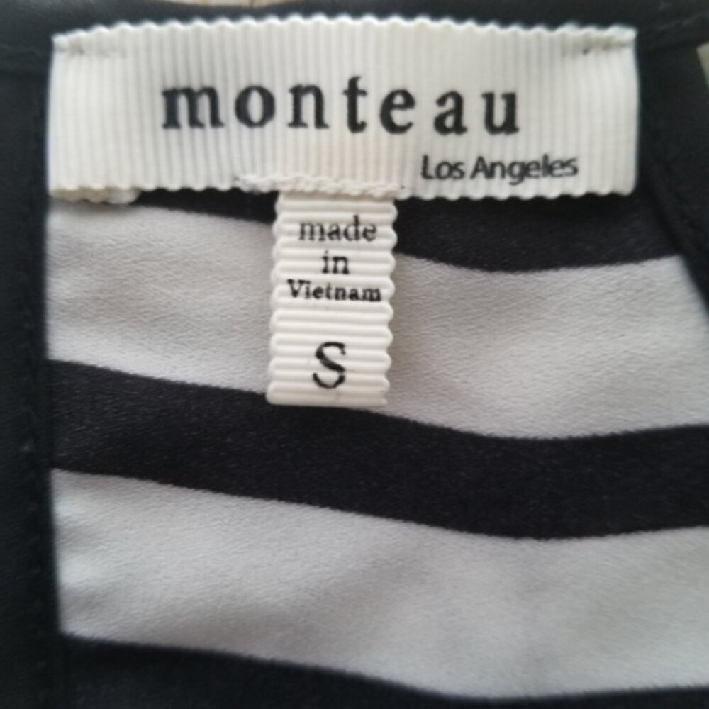 Monteau Los Angeles Black & White Stripe Tie Back Sleeveless Tank Top Size Small - Picture 12 of 16
